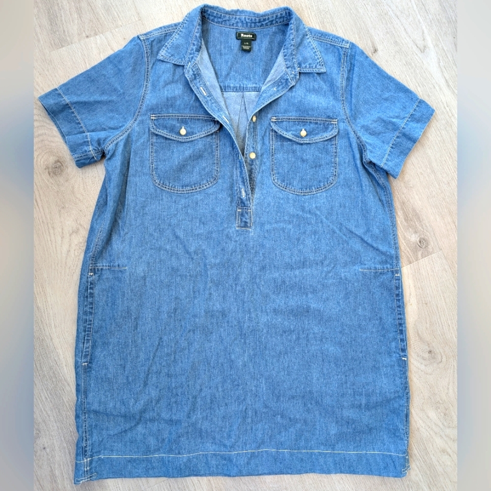 Roots Denim Short Sleeve Dress Size L